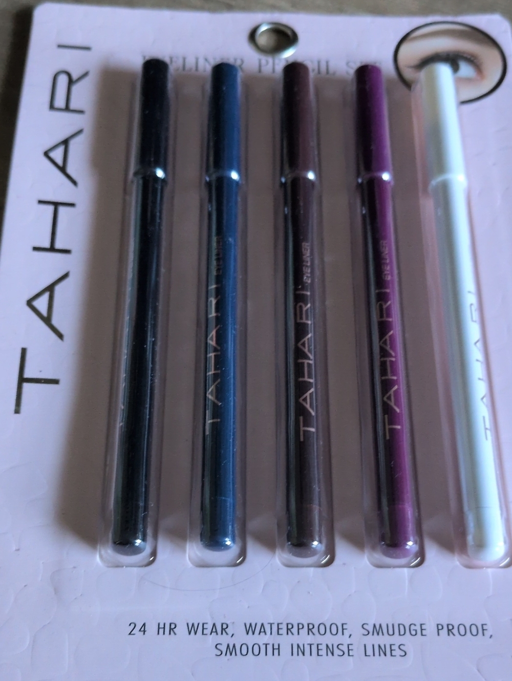 Tahari Eyeliner Pencil Set — Black, Blue, Brown, Purple, White 24 Hour Wear Wate